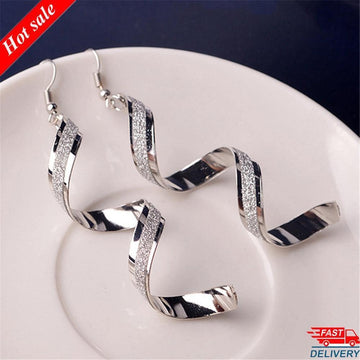 Fashion Geometric Design Gold Silver Black Spiral Twist Hanging Long Earrings - The Jewellery Supermarket